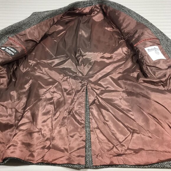 Harris Tweed Blazer Mens 42 Long Gray Herringbone Wool Sport Coat Made Scotland - Picture 16 of 16